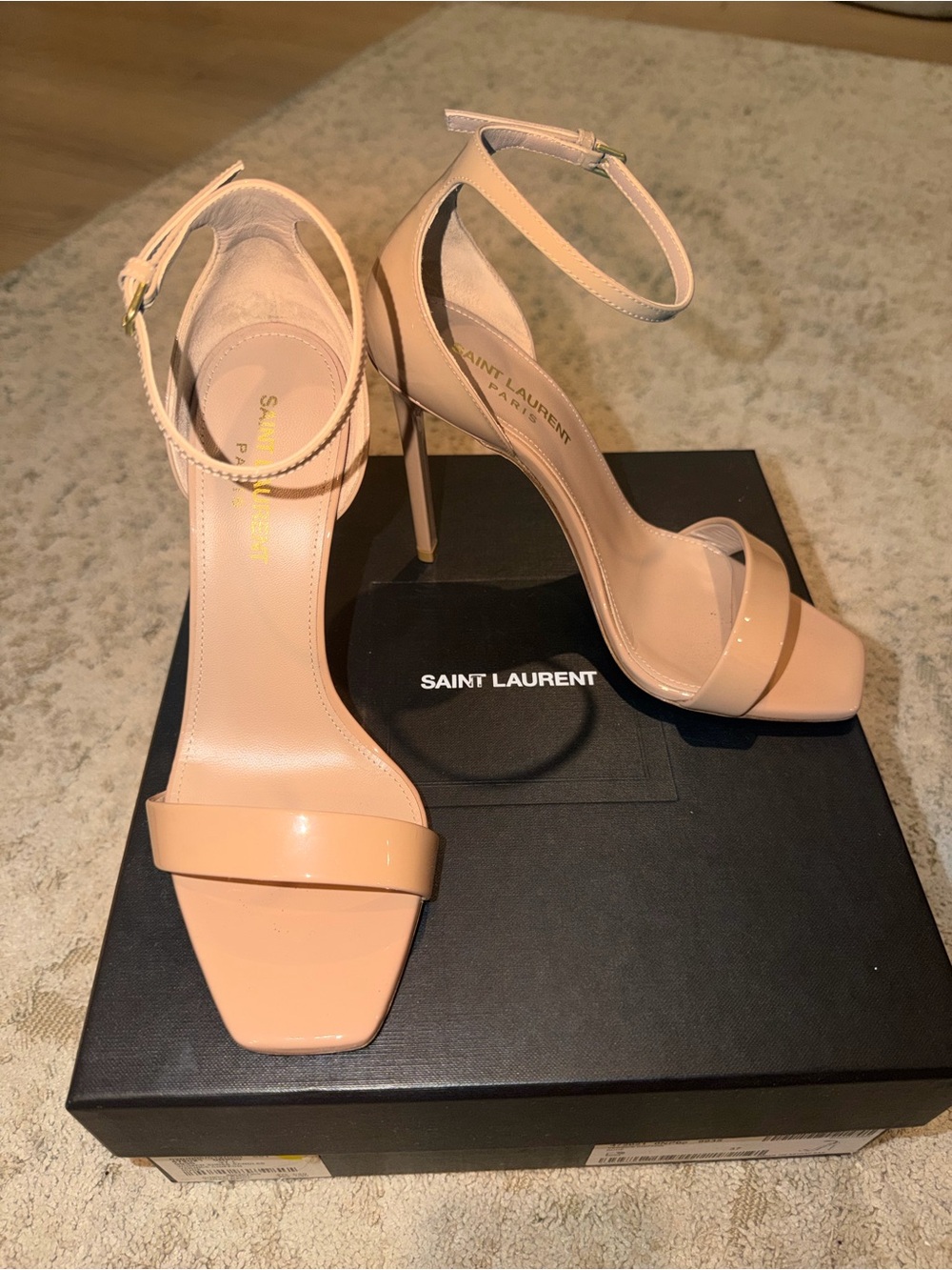 Saint Laurent Vernice Chiffon Sandals in Nude - Picture 1 of 3